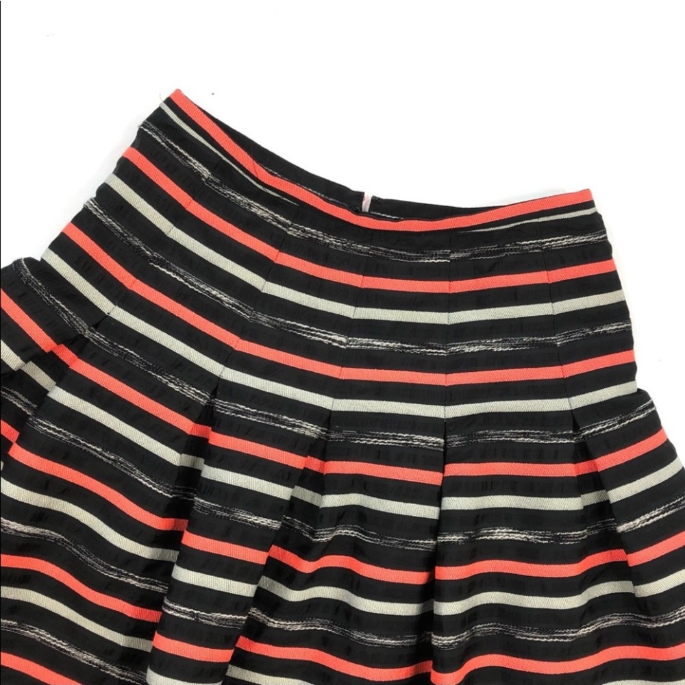 Anthropologie HD in Paris Pleated Striped Orange Black Silver Skirt size 6 - Picture 6 of 11